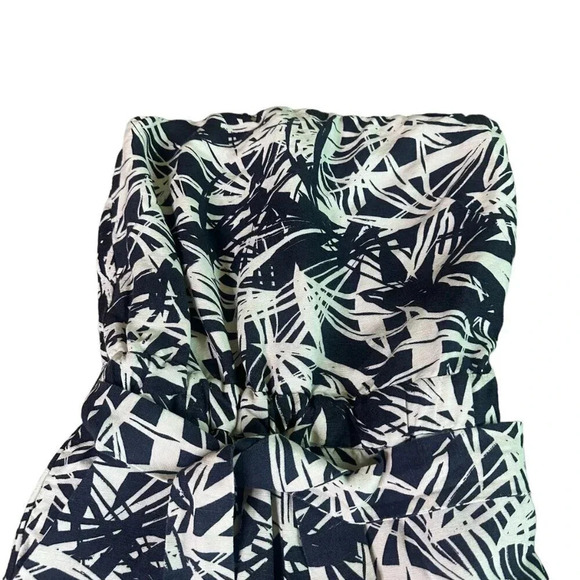 Ann Taylor Loft Navy White Tropical Print Jumpsuit Linen Strapless Size 2 Womens - Picture 2 of 13